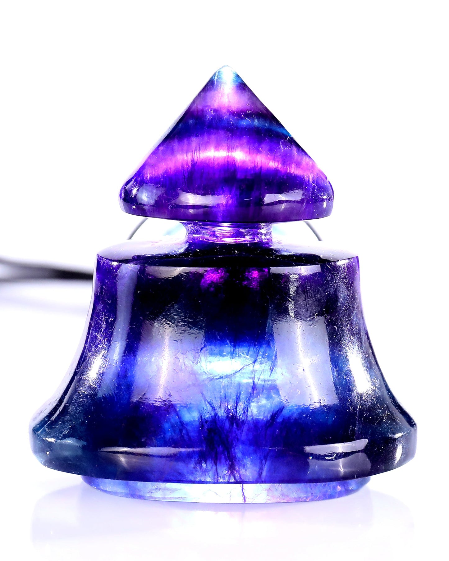 Nicedony 10.6” Natural Fluorite Hand Carved Crystal Vase with Lid - View 9