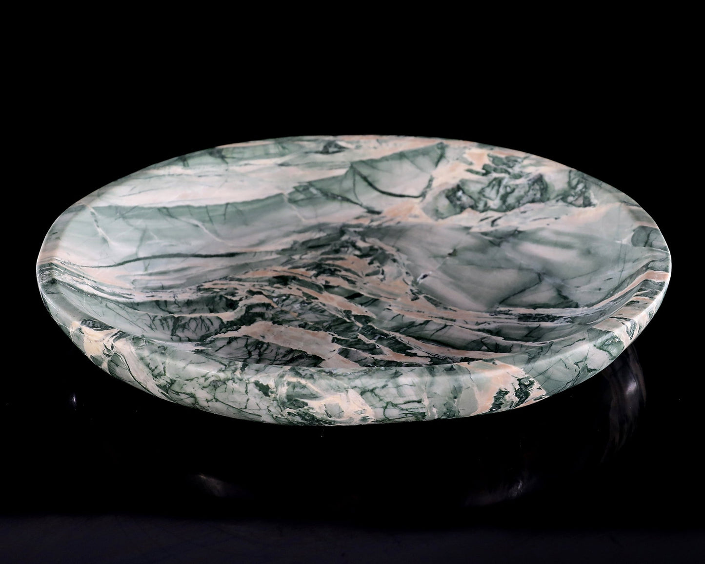 Nicedony 10.8" Jiulong Jade Hand Carved Crystal Food Tray, Fruit Tray
