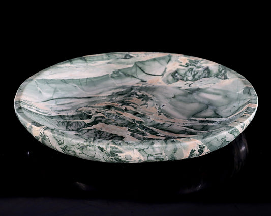 Nicedony 10.8" Jiulong Jade Hand Carved Crystal Food Tray, Fruit Tray