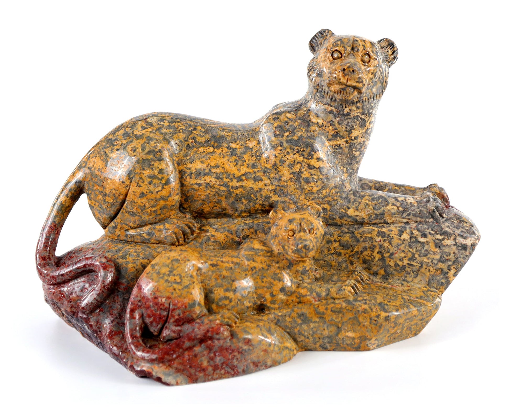 Nicedony 10.8" Leopard Skin Jasper Hand Carved Crystal Leopard Sculpture - View 4