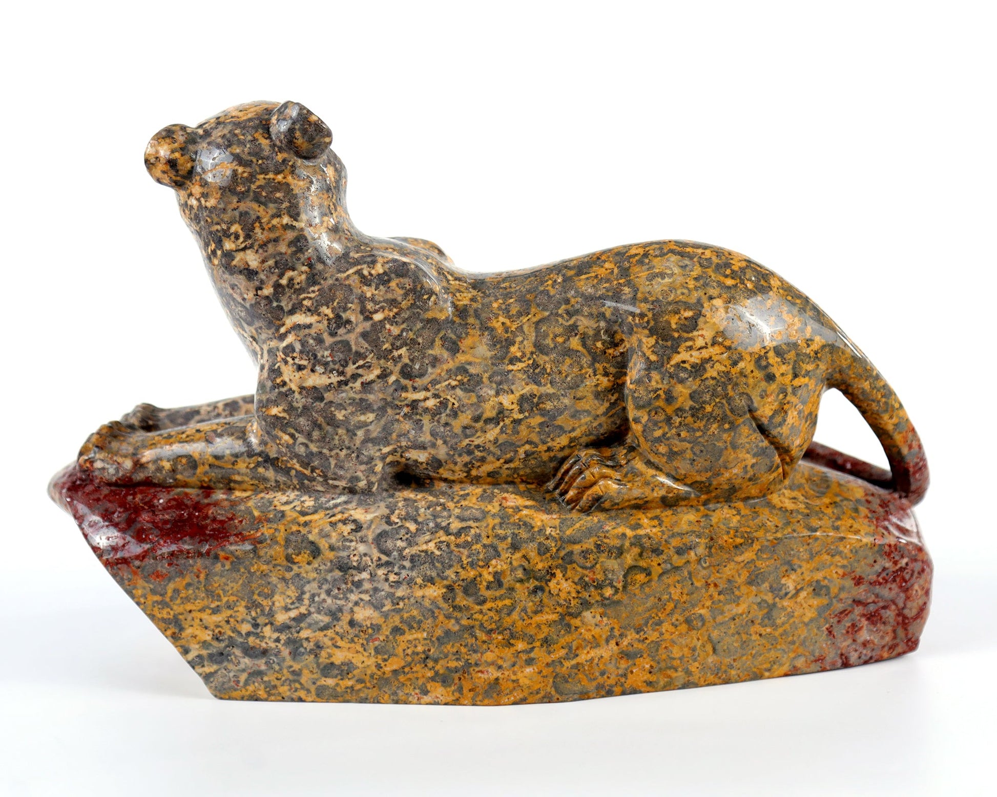 Nicedony 10.8" Leopard Skin Jasper Hand Carved Crystal Leopard Sculpture - View 8