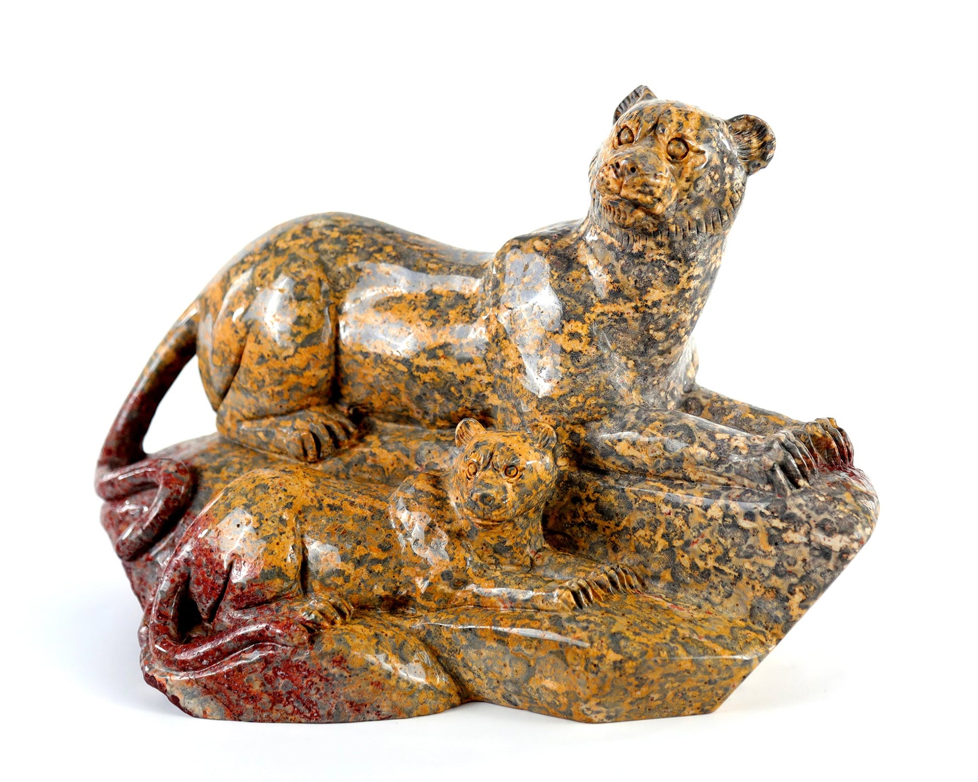 Nicedony 10.8" Leopard Skin Jasper Hand Carved Crystal Leopard Sculpture - View 2