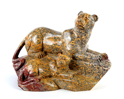 Nicedony 10.8" Leopard Skin Jasper Hand Carved Crystal Leopard Sculpture - View 2