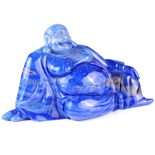 Nicedony 10" Blue Aventurine Hand Carved Crystal Buddha Sculpture