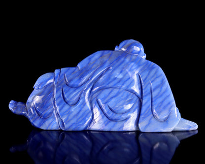 Nicedony 10" Blue Aventurine Hand Carved Crystal Buddha Sculpture - View 5
