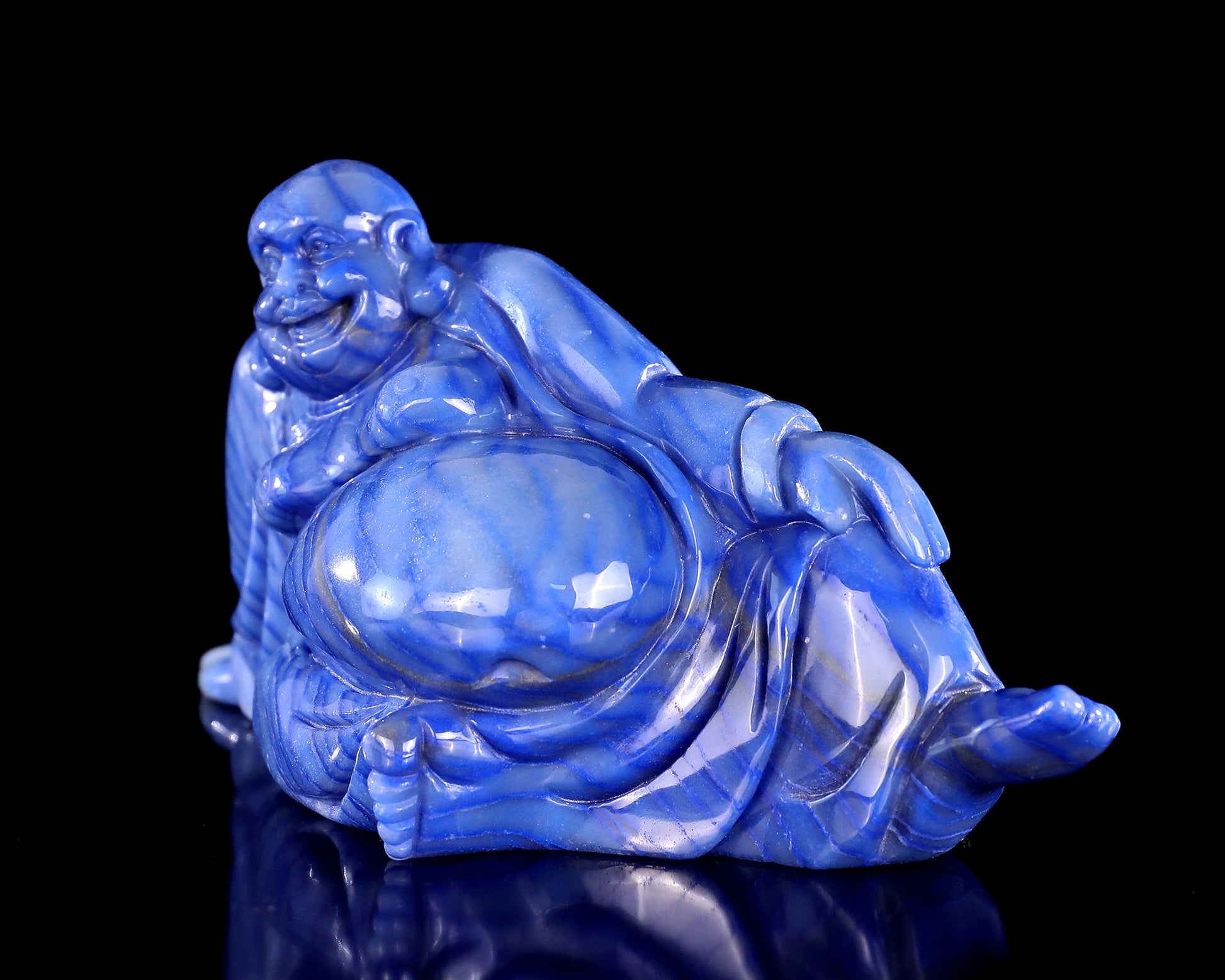 Nicedony 10" Blue Aventurine Hand Carved Crystal Buddha Sculpture - View 6