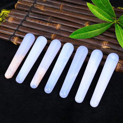 Nicedony 100mm Blue Chalcedony Hand Carved Guasha Wand,Massage Stick - View 2