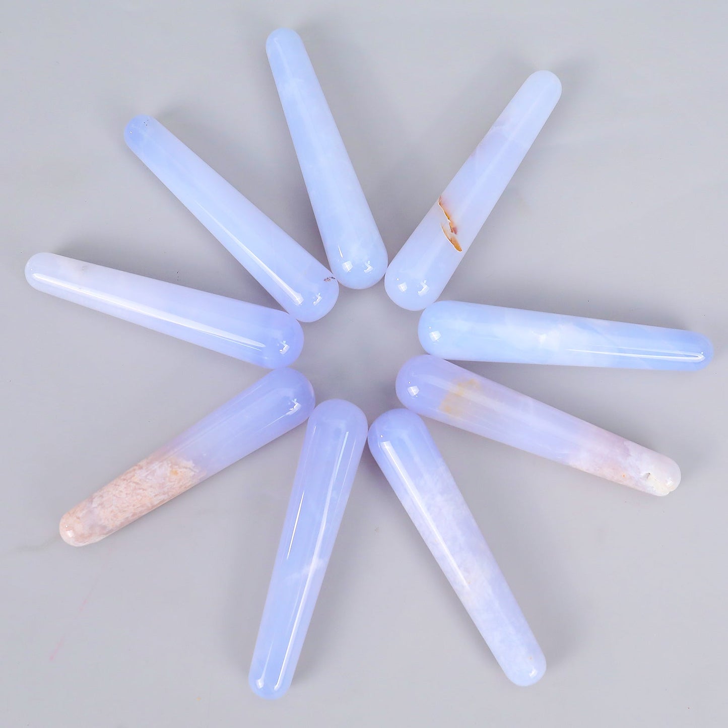 Nicedony 100mm Blue Chalcedony Hand Carved Guasha Wand,Massage Stick - View 3