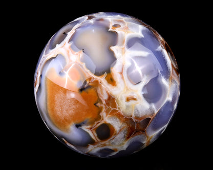 Nicedony 105mm Blue Chalcedony Hand Carved Crystal Sphere