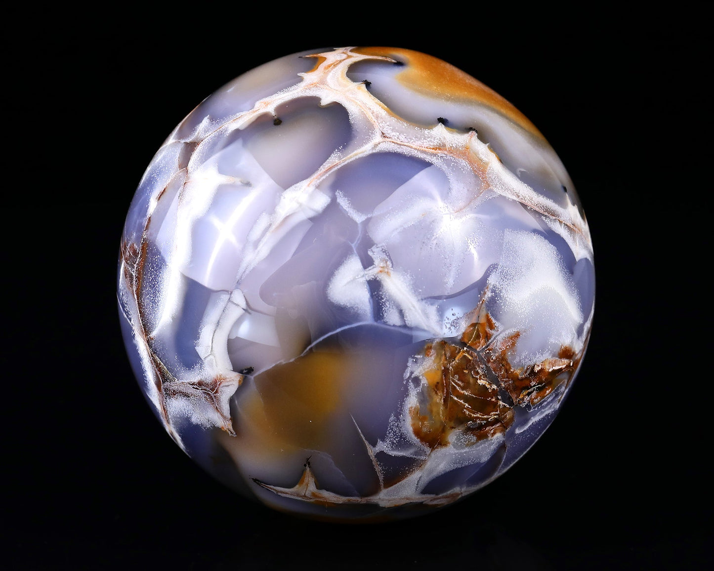 Nicedony 105mm Blue Chalcedony Hand Carved Crystal Sphere - View 3