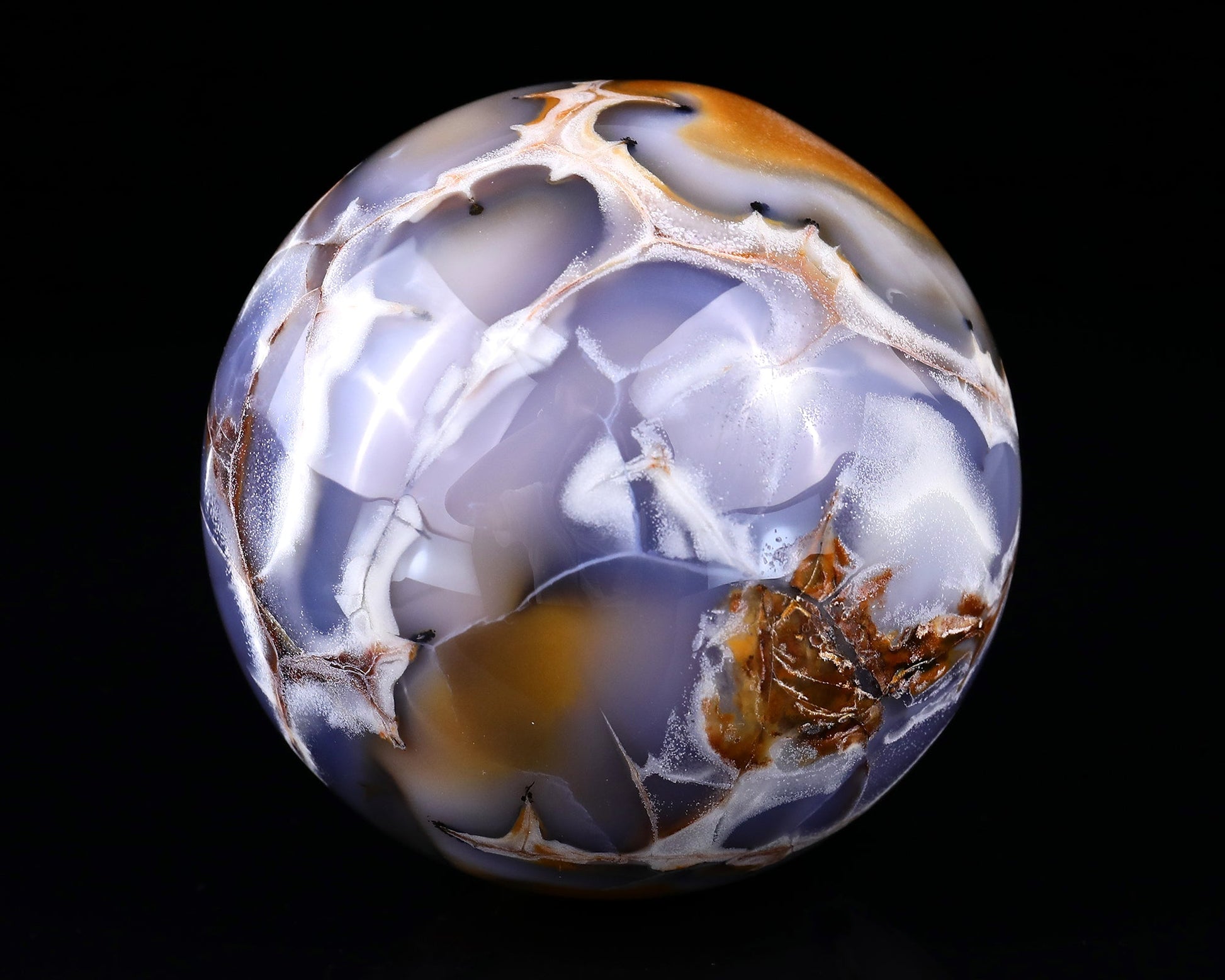Nicedony 105mm Blue Chalcedony Hand Carved Crystal Sphere - View 3