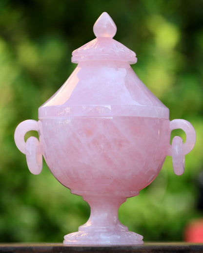 Nicedony 11.0” Rose Quartz Hand Carved Decorative Storage,Candy Bowl - View 5