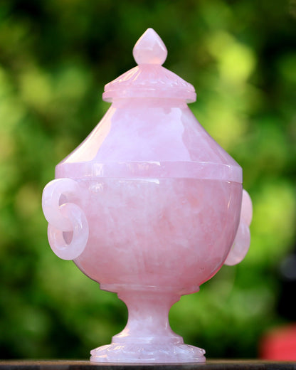 Nicedony 11.0” Rose Quartz Hand Carved Decorative Storage,Candy Bowl - View 6