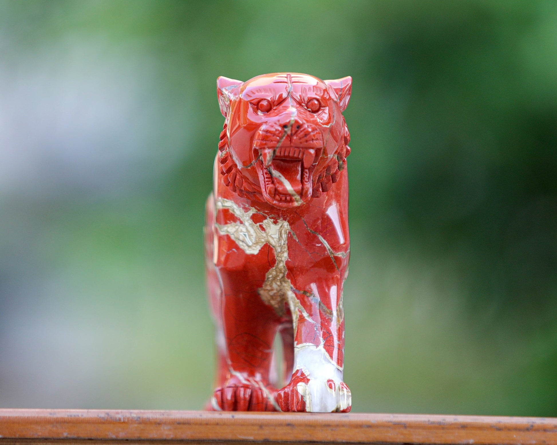 Nicedony Amazing 11.0" Red Jasper Hand Carved Crystal Tiger Sculpture - View 5