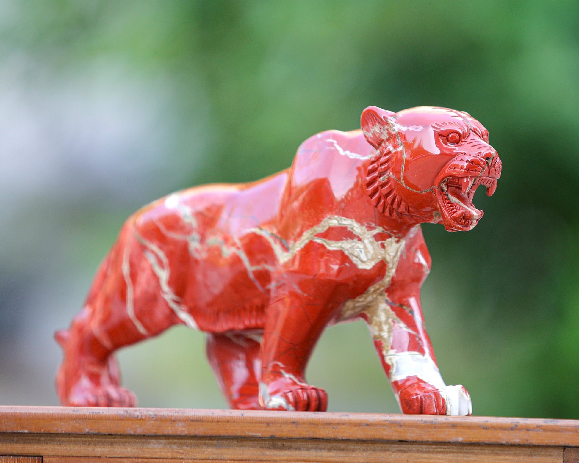 Nicedony Amazing 11.0" Red Jasper Hand Carved Crystal Tiger Sculpture - View 6