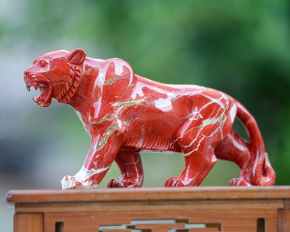 Nicedony Amazing 11.0" Red Jasper Hand Carved Crystal Tiger Sculpture - View 8