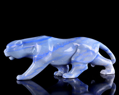 Nicedony 11.4" Blue Aventurine Hand Carved Crystal Leopard Sculpture - View 6