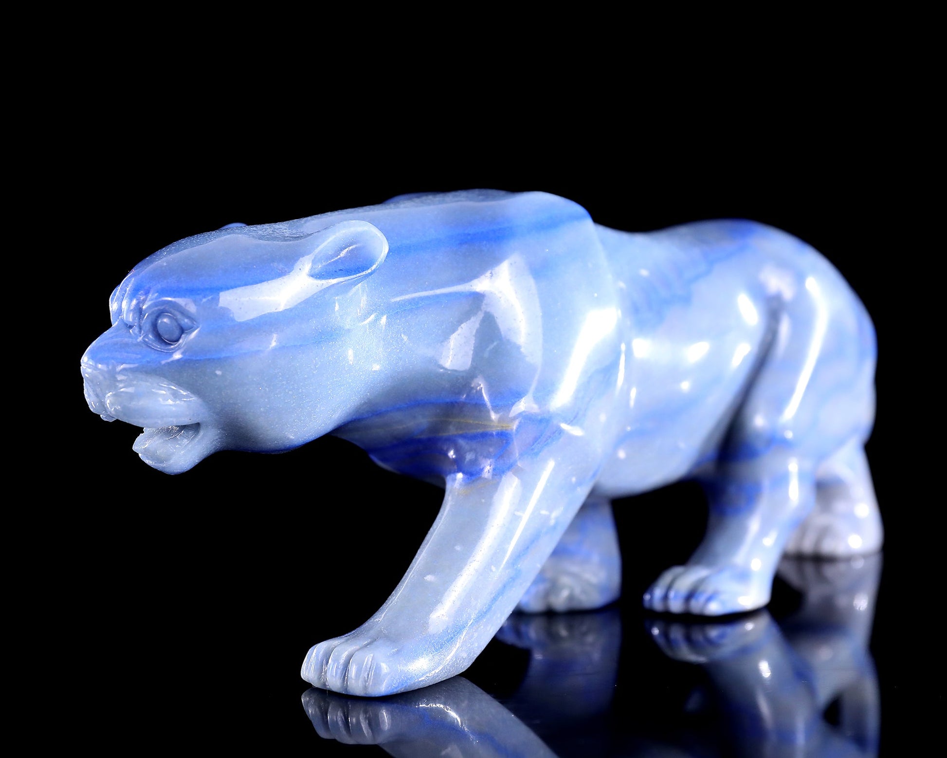 Nicedony 11.4" Blue Aventurine Hand Carved Crystal Leopard Sculpture - View 8