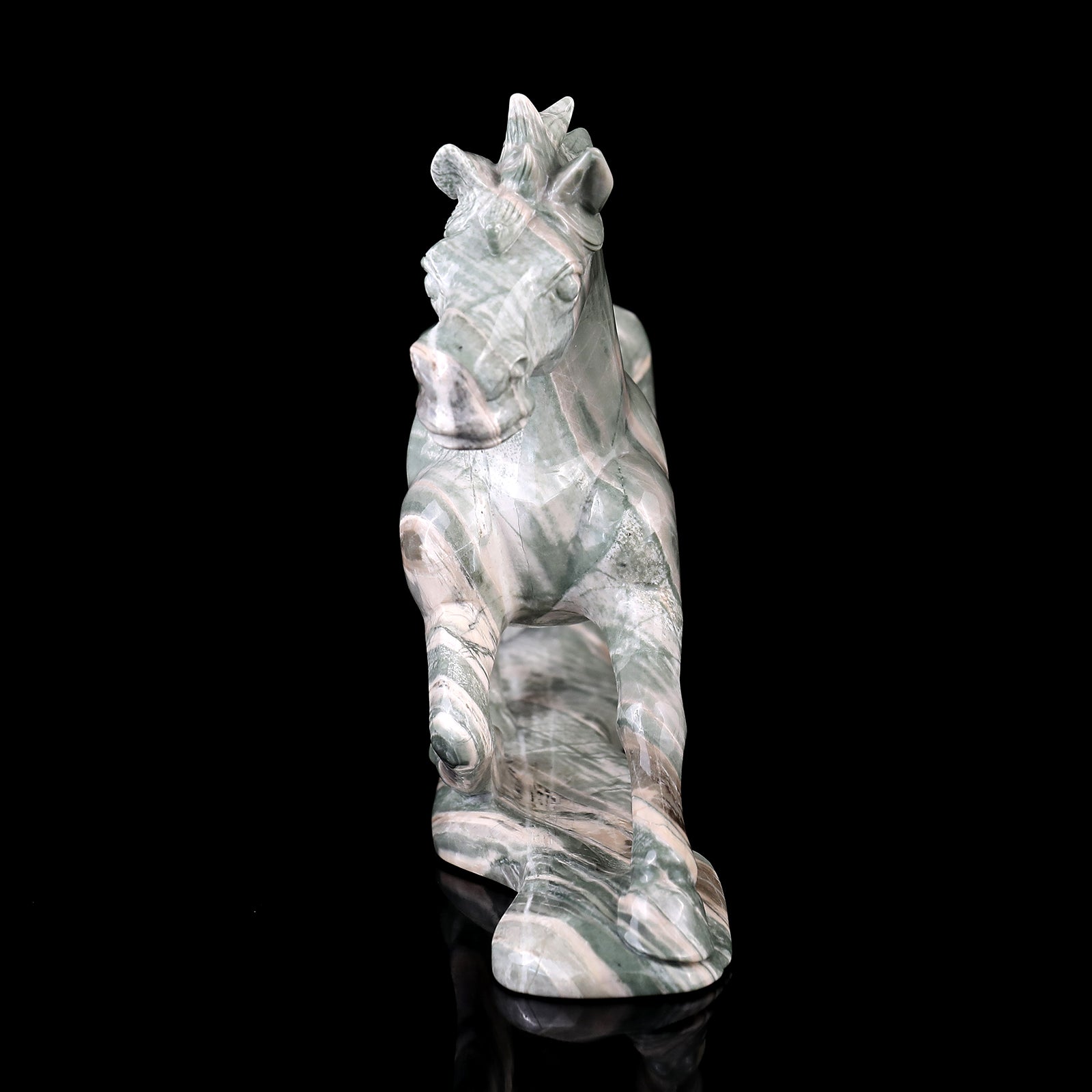 Nicedony 11.6" Jiulong Jade Hand Carved Crystal Horse Sculpture - View 7