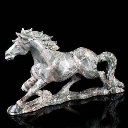 Nicedony 11.6" Jiulong Jade Hand Carved Crystal Horse Sculpture - View 5