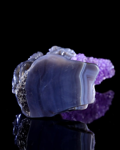 Nicedony 11.8" Amethyst Druse Agate Hand Carved Skulls and Owl - View 9