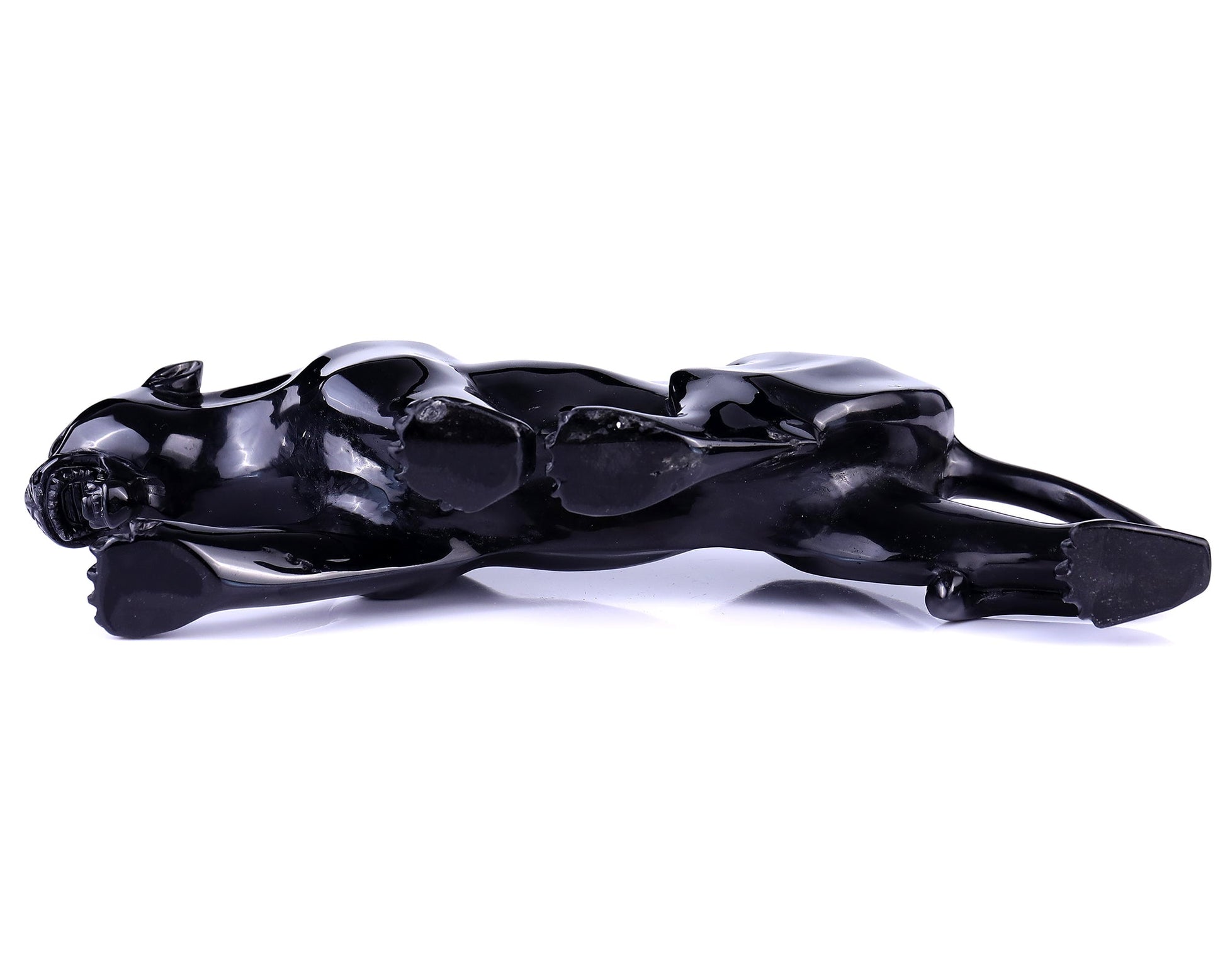 Nicedony 11.8"Black Obsidian Hand Carved Crystal Leopard Sculpture - View 7
