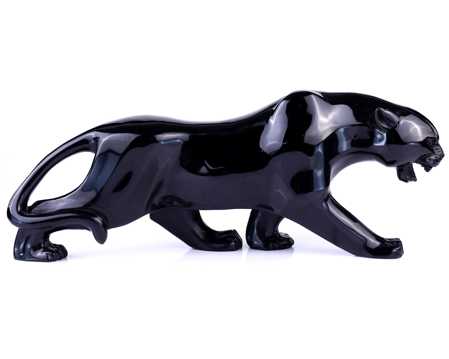 Nicedony 11.8"Black Obsidian Hand Carved Crystal Leopard Sculpture - View 5