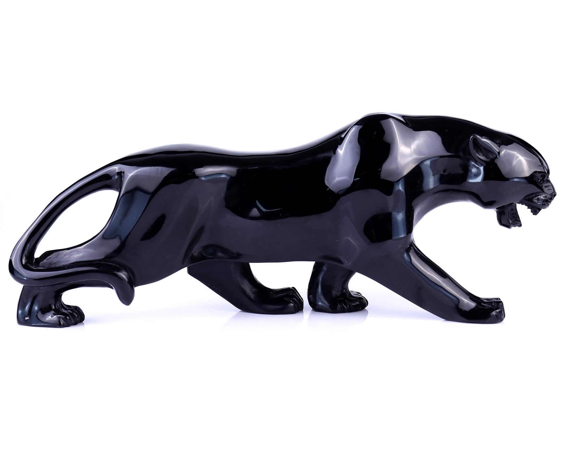 Nicedony 11.8"Black Obsidian Hand Carved Crystal Leopard Sculpture - View 5