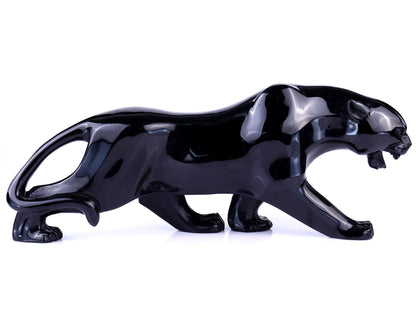 Nicedony 11.8"Black Obsidian Hand Carved Crystal Leopard Sculpture - View 5