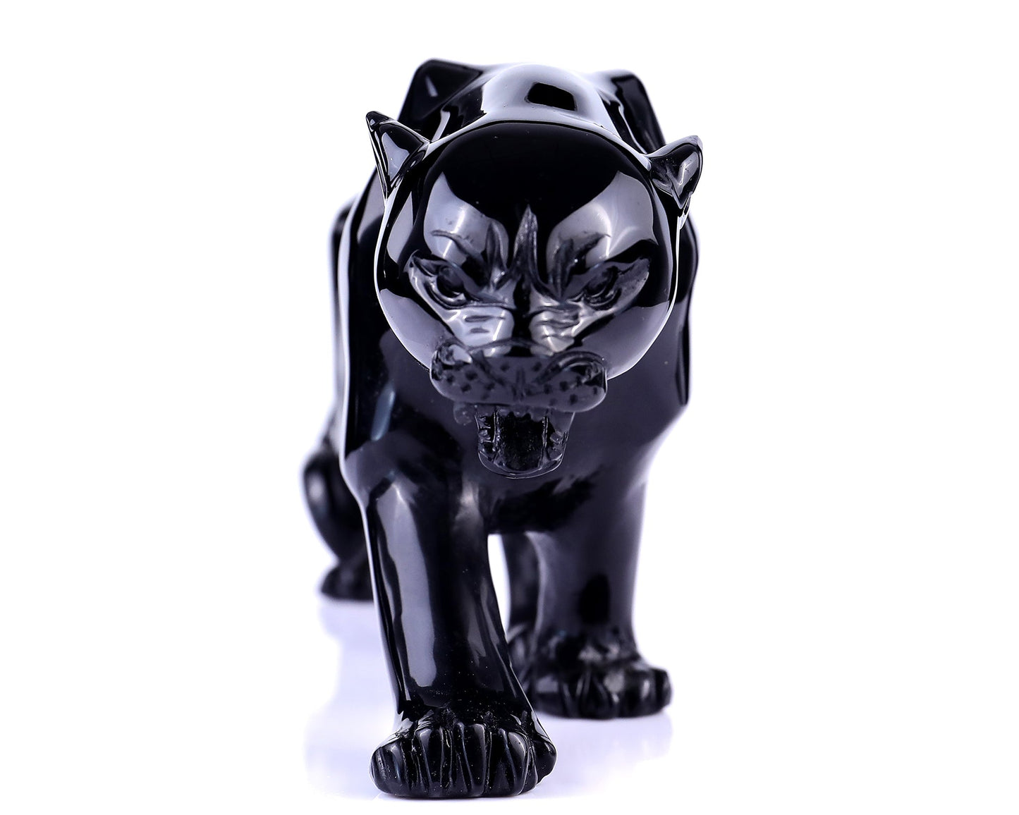 Nicedony 11.8"Black Obsidian Hand Carved Crystal Leopard Sculpture - View 2