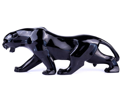 Nicedony 11.8"Black Obsidian Hand Carved Crystal Leopard Sculpture - View 4