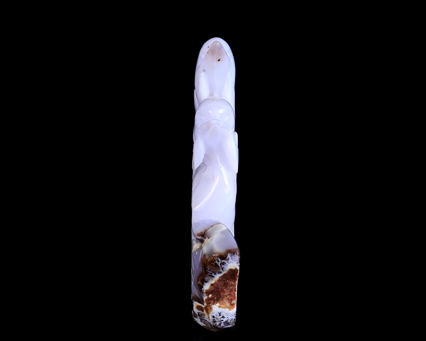 Nicedony 11.8" Blue Chalcedony Hand Carved Crystal Dolphins Sculpture - View 3