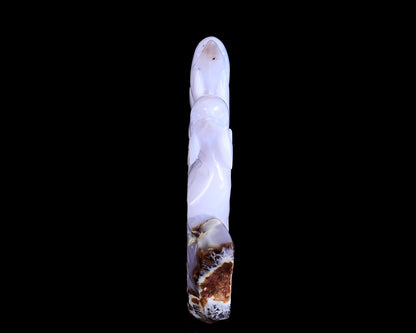Nicedony 11.8" Blue Chalcedony Hand Carved Crystal Dolphins Sculpture - View 3