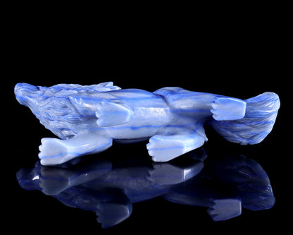 Nicedony 11" Blue Aventurine Chalcedony Hand Carved Wolf Sculpture - View 10