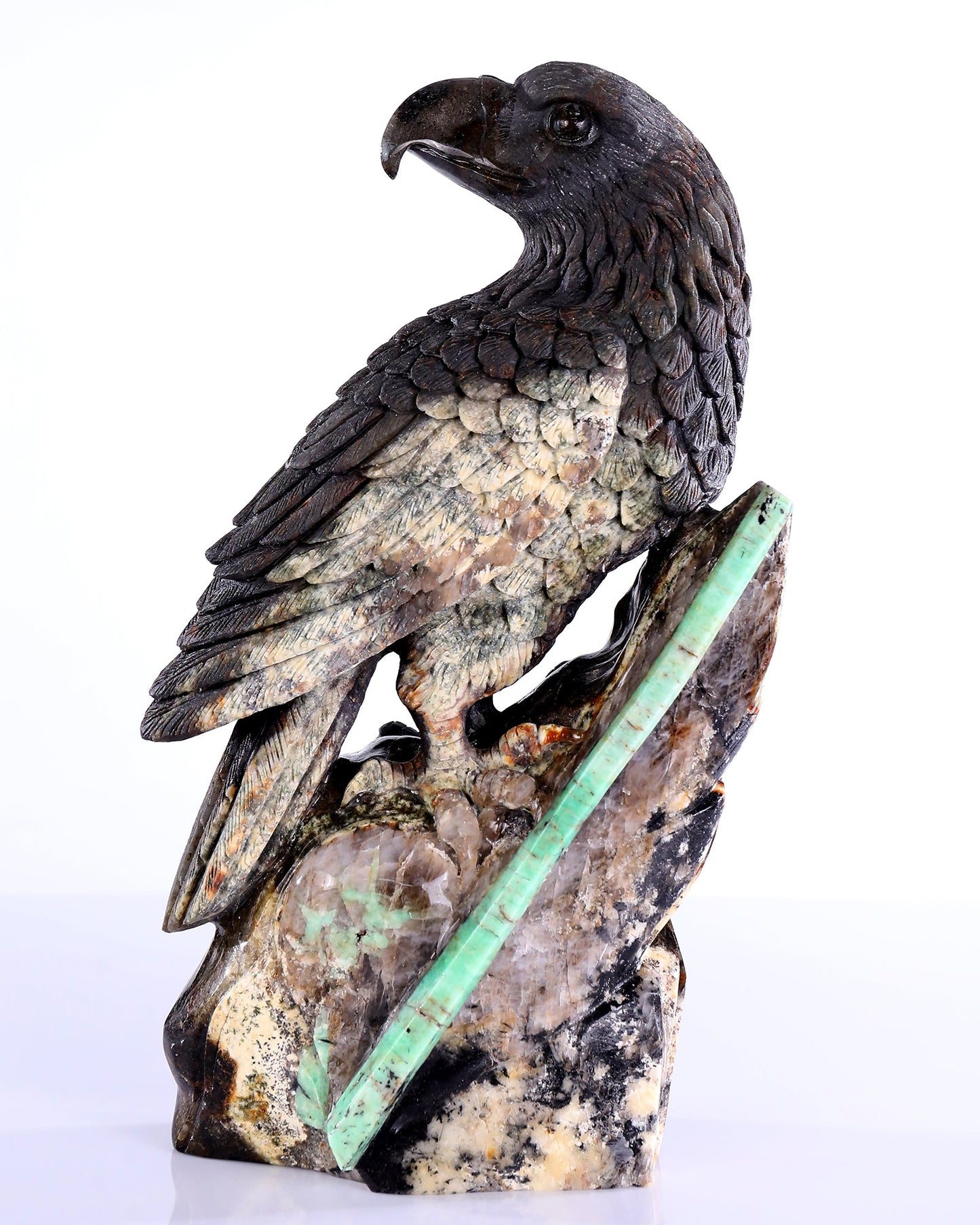 Nicedony 11" Natural Emerald Hand Carved Crystal Eagle Sculpture