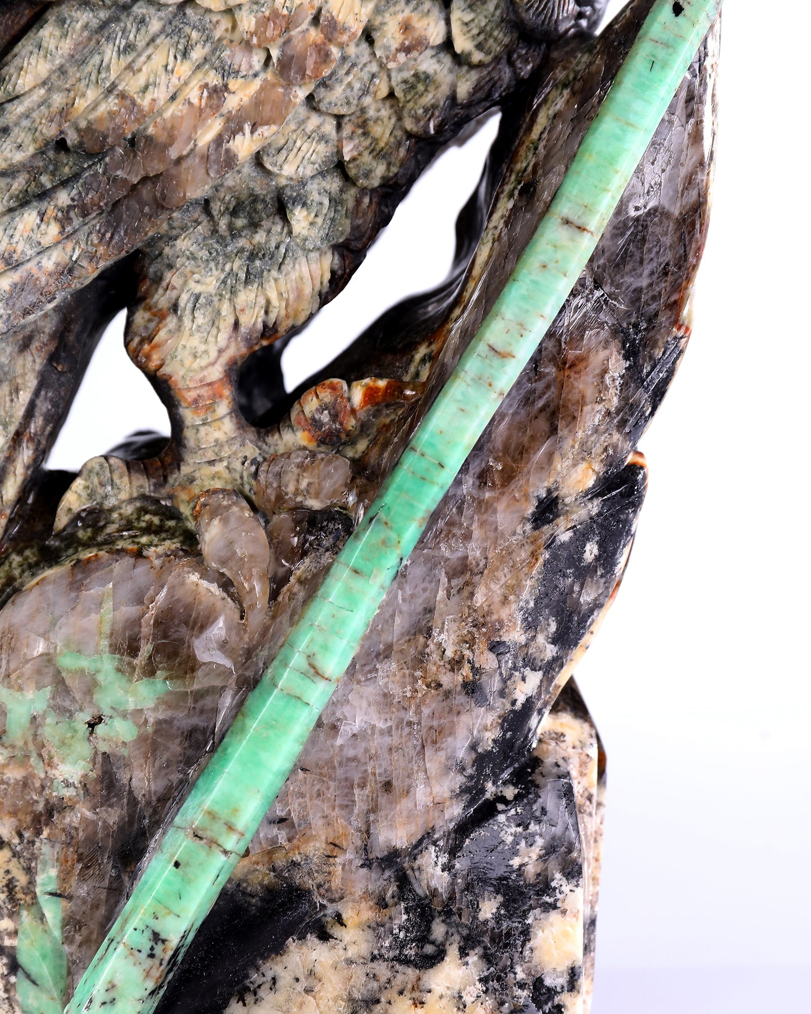 Nicedony 11" Natural Emerald Hand Carved Crystal Eagle Sculpture - View 2
