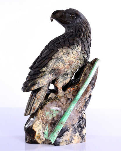 Nicedony 11" Natural Emerald Hand Carved Crystal Eagle Sculpture - View 3