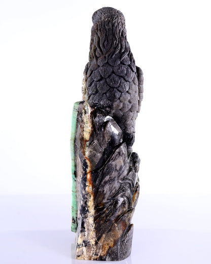 Nicedony 11" Natural Emerald Hand Carved Crystal Eagle Sculpture - View 5