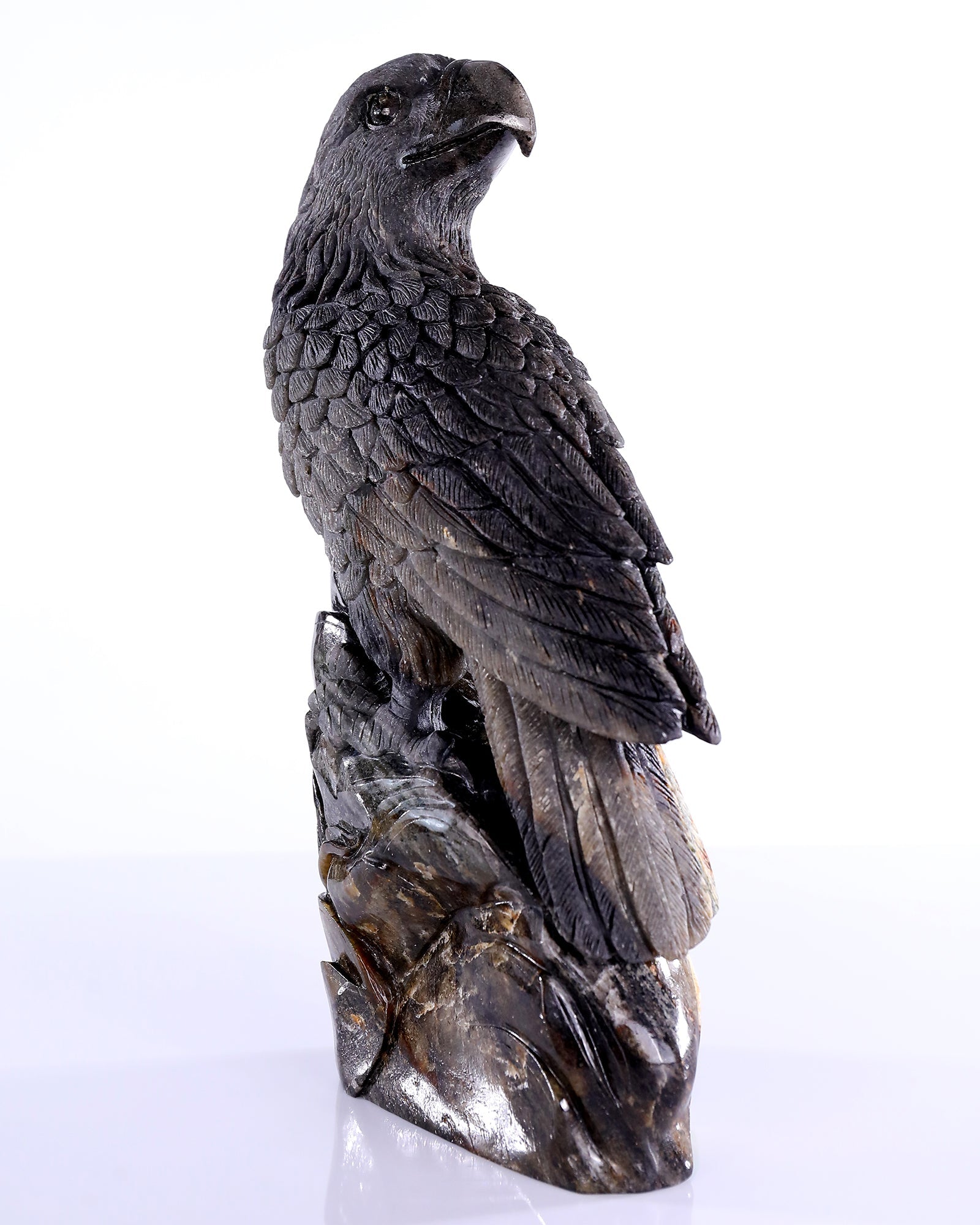 Nicedony 11" Natural Emerald Hand Carved Crystal Eagle Sculpture - View 7