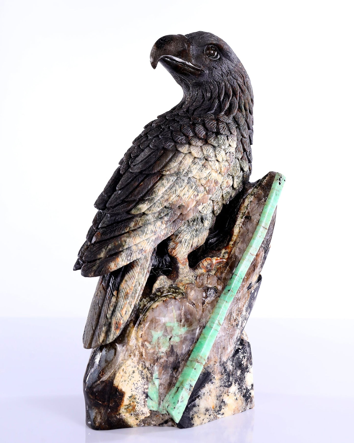 Nicedony 11" Natural Emerald Hand Carved Crystal Eagle Sculpture - View 8