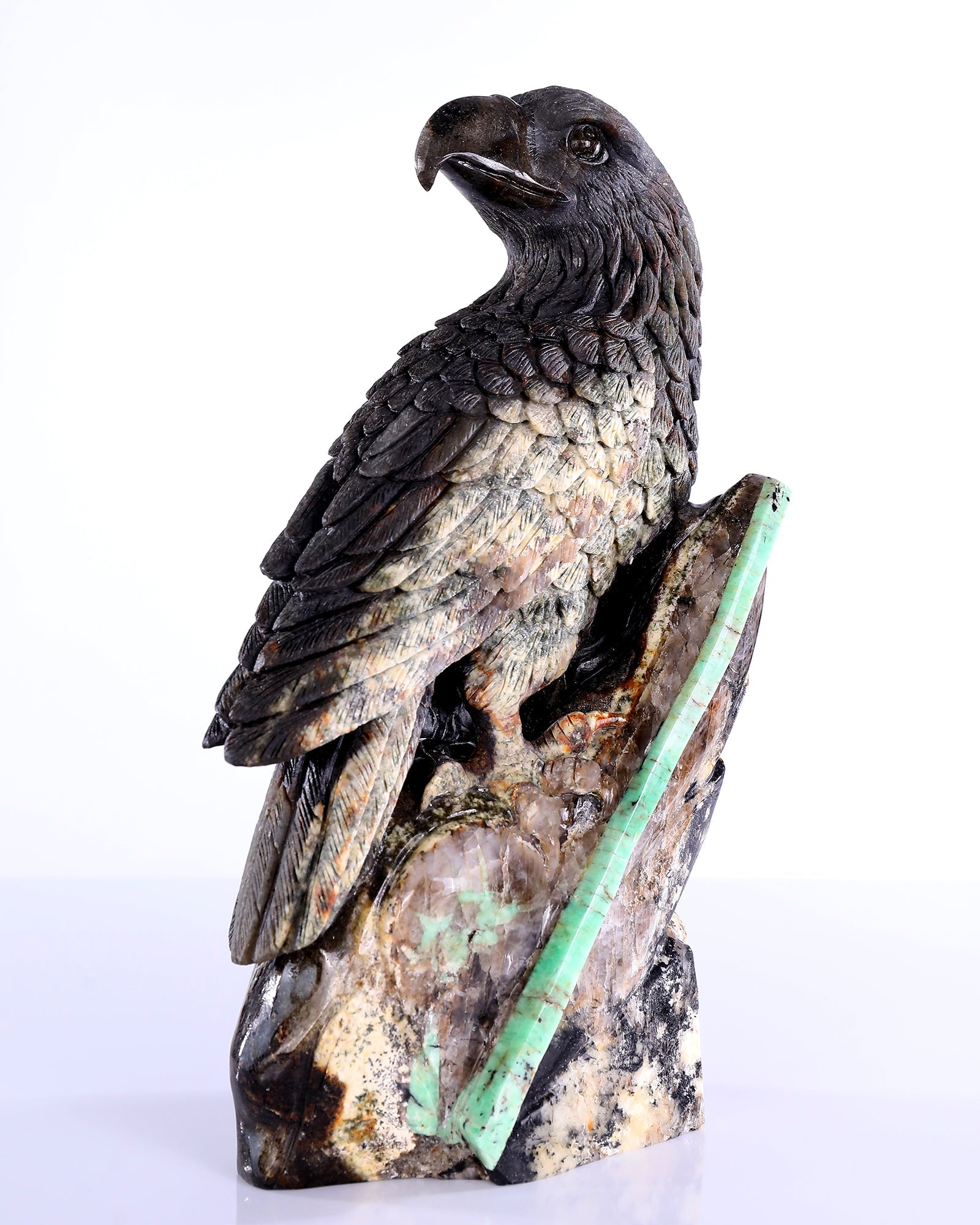 Nicedony 11" Natural Emerald Hand Carved Crystal Eagle Sculpture - View 8