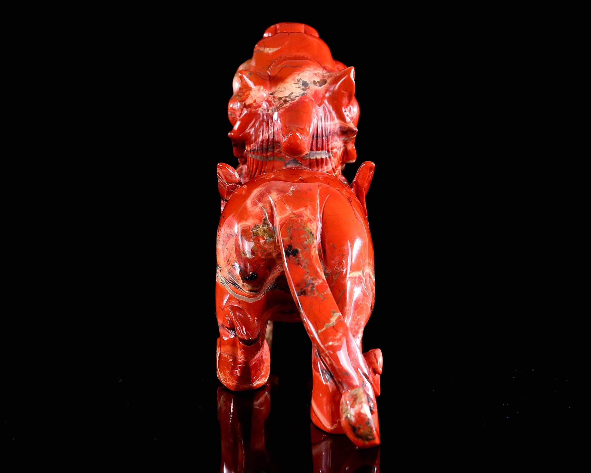 Nicedony 11" Natural Red Jasper Hand Carved Crystal Kylin Sculpture - View 8