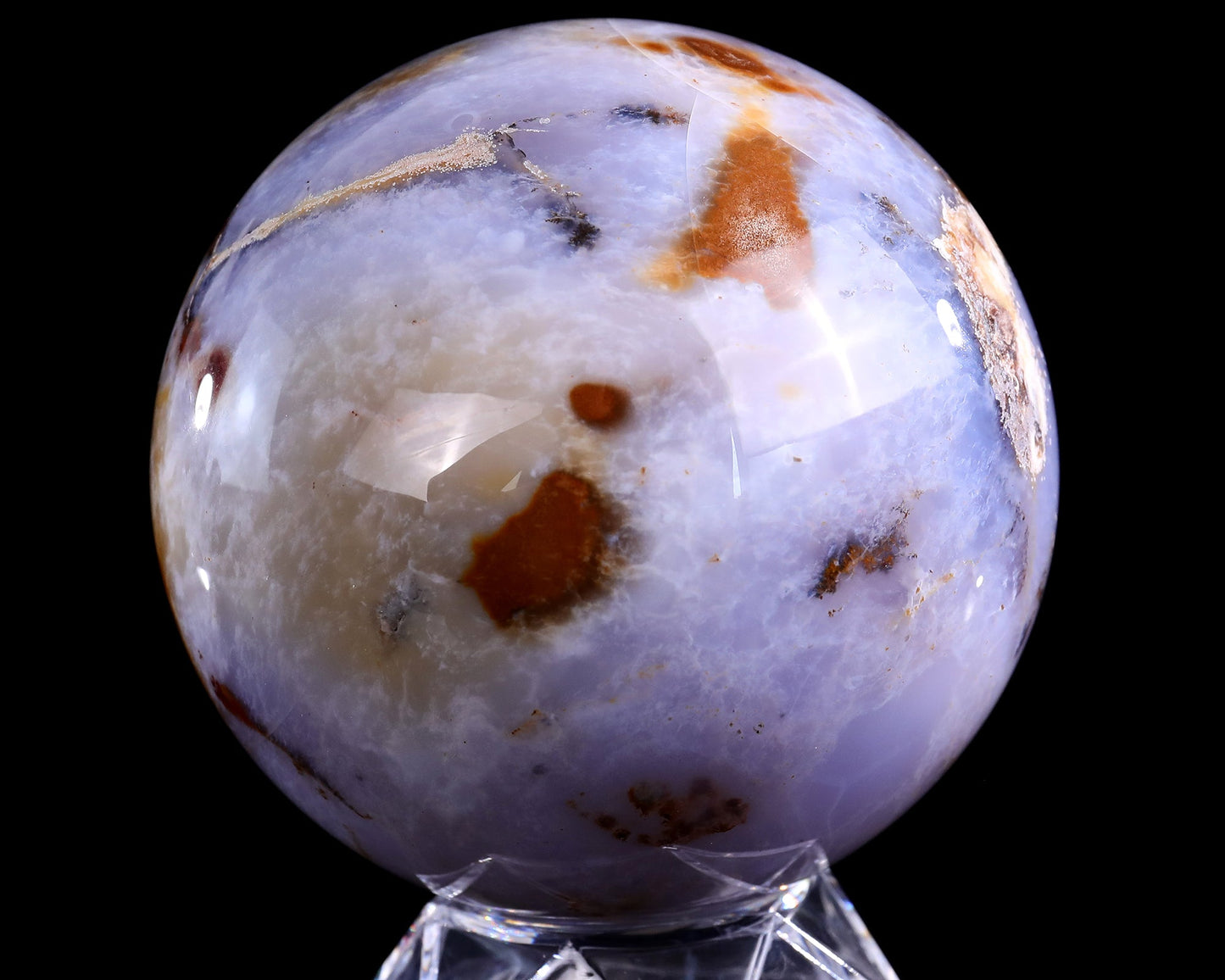 Nicedony 110mm Blue Chalcedony Hand Carved Crystal Sphere - View 5
