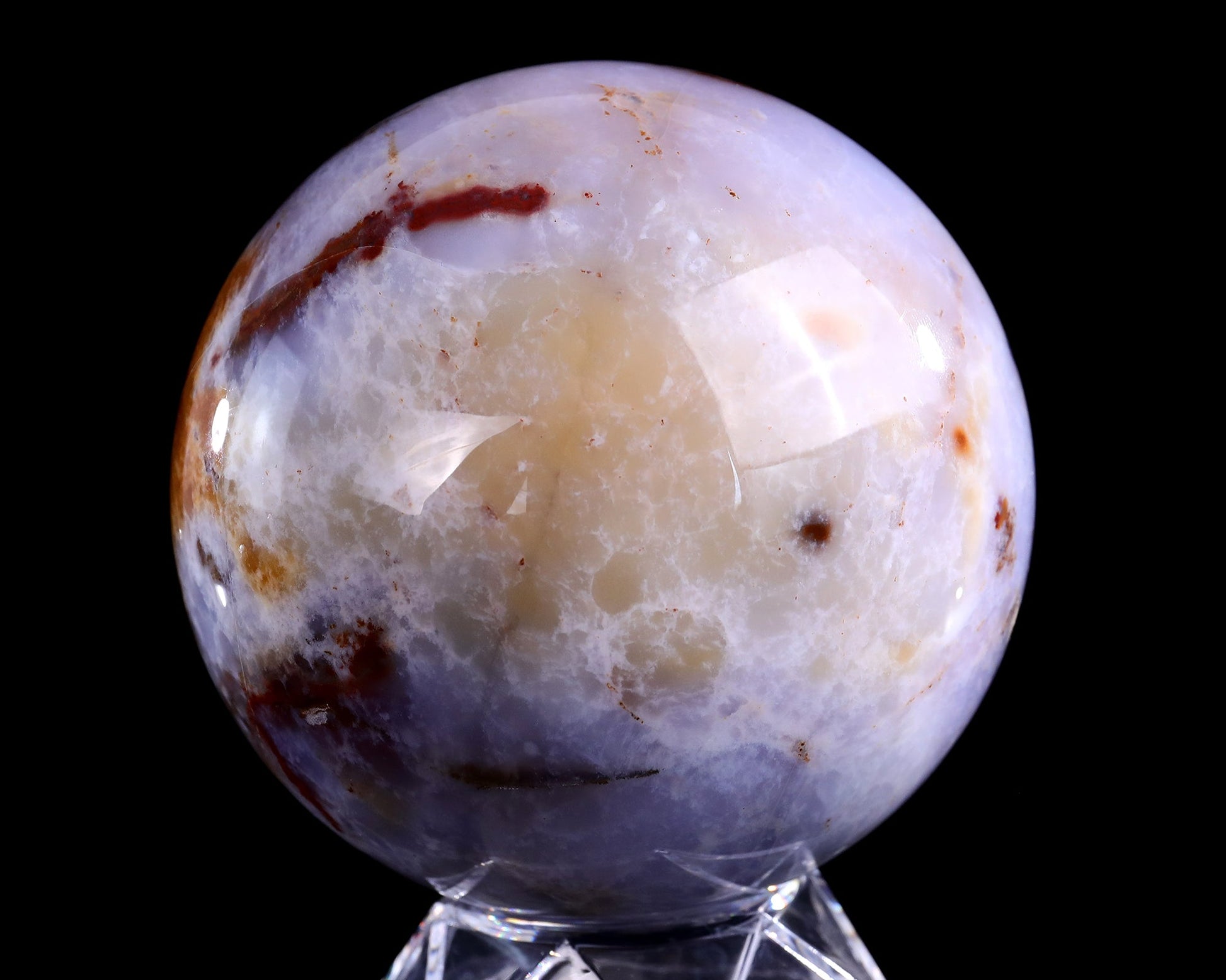 Nicedony 110mm Blue Chalcedony Hand Carved Crystal Sphere - View 6