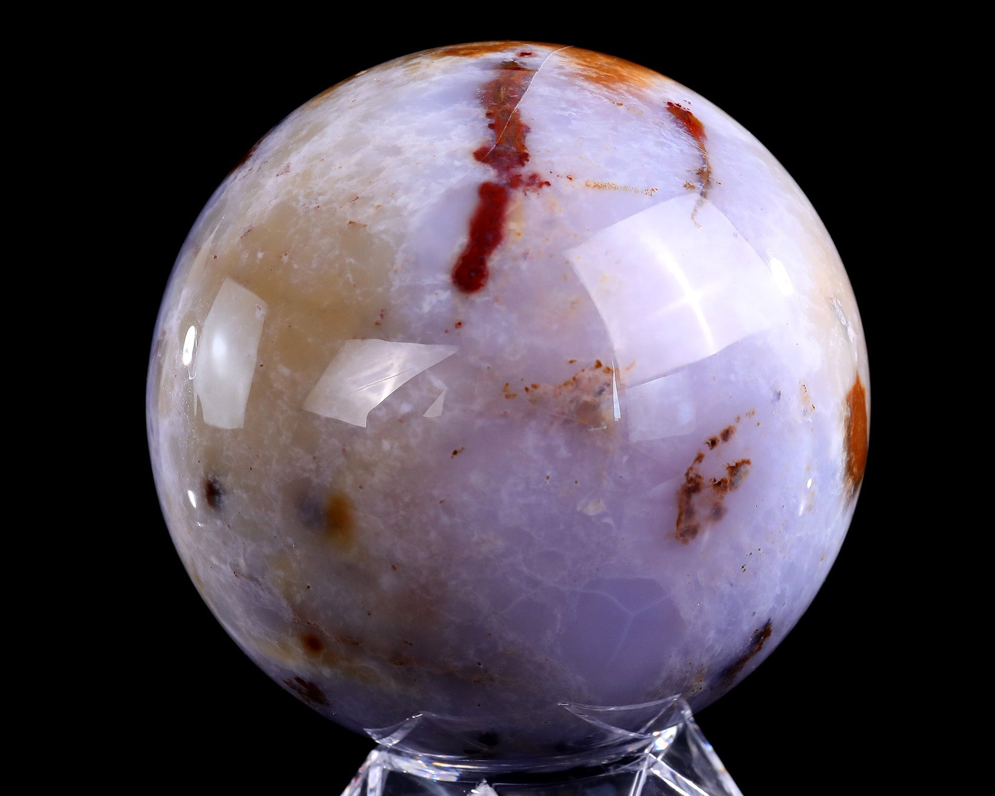 Nicedony 110mm Blue Chalcedony Hand Carved Crystal Sphere - View 7