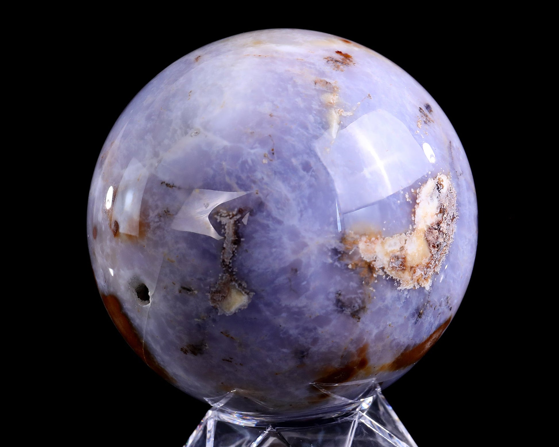 Nicedony 110mm Blue Chalcedony Hand Carved Crystal Sphere - View 8