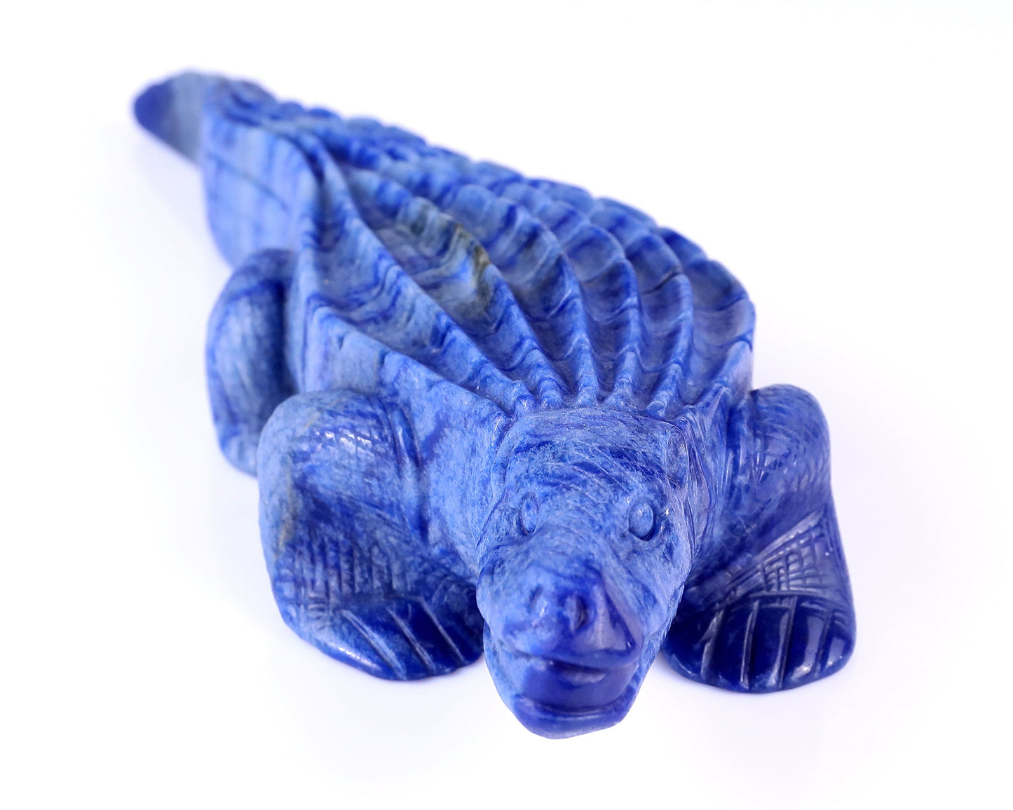 Nicedony 12.2" Blue Aventurine Hand Carved Crocodile Sculpture - View 2