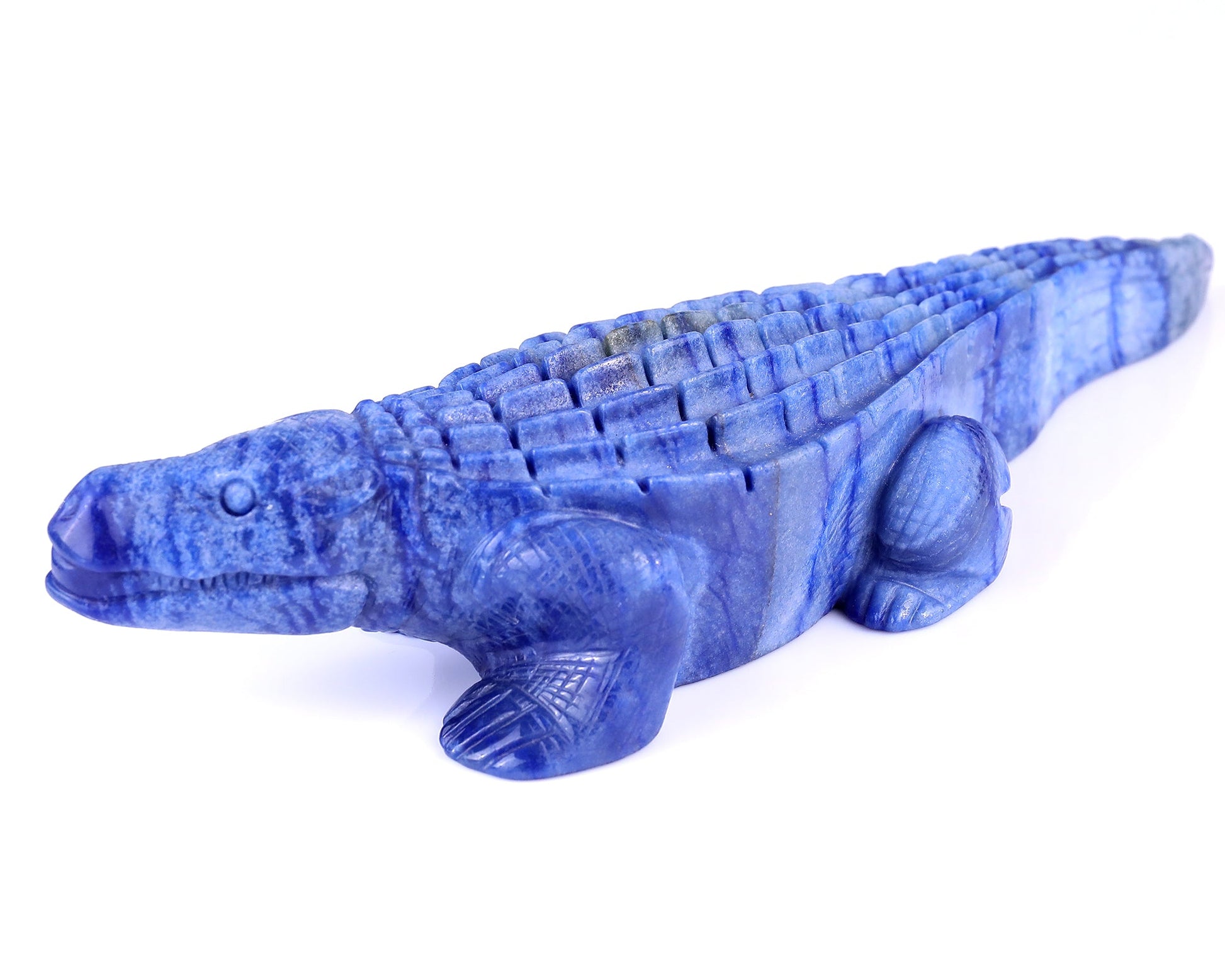 Nicedony 12.2" Blue Aventurine Hand Carved Crocodile Sculpture - View 7