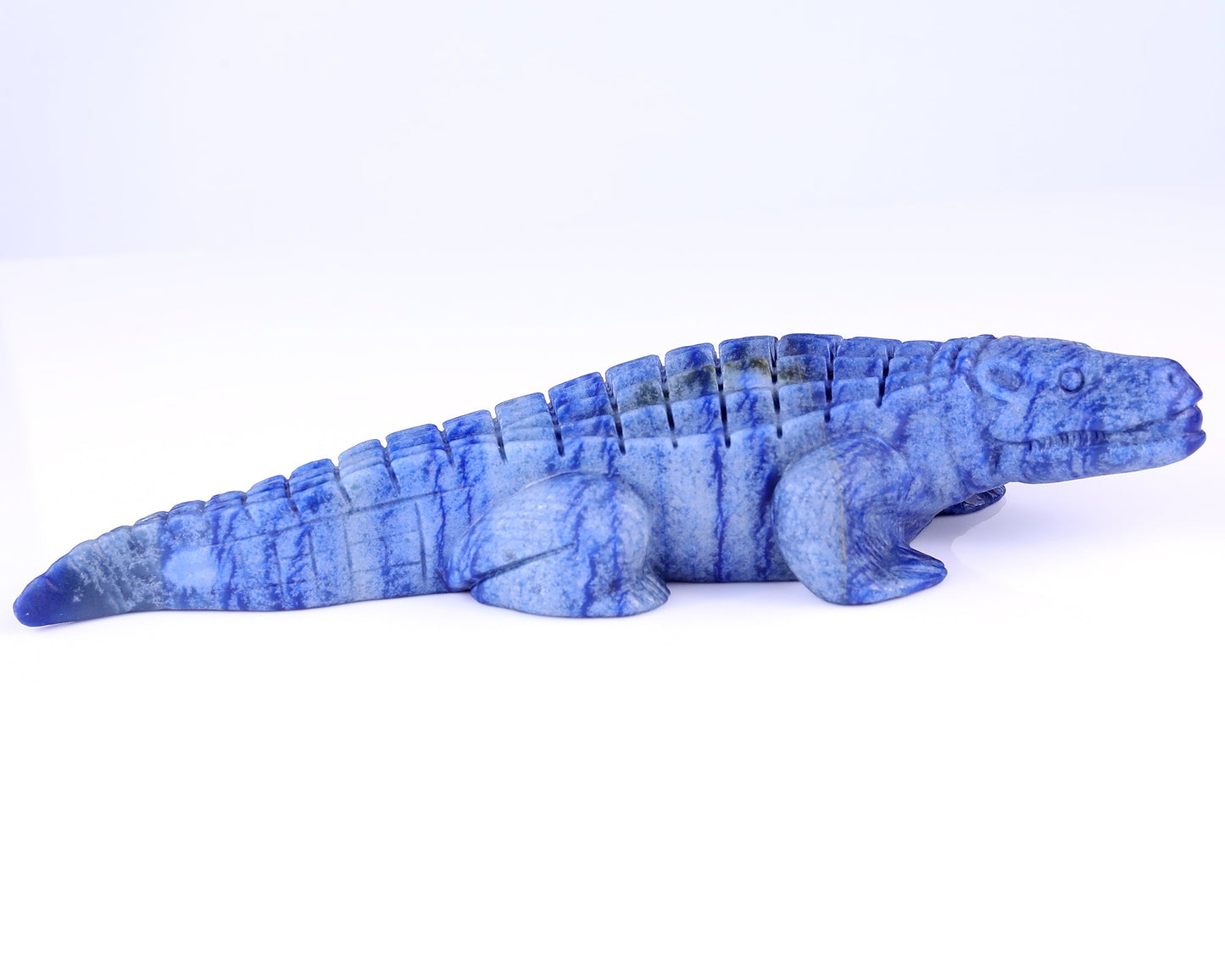 Nicedony 12.2" Blue Aventurine Hand Carved Crocodile Sculpture - View 3