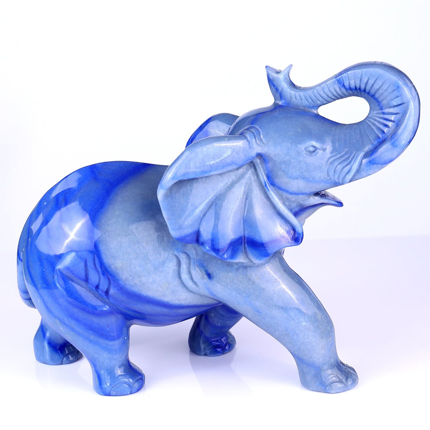 Nicedony 12.2" Blue Aventurine Hand Carved Crystal Elephant Sculpture - View 3